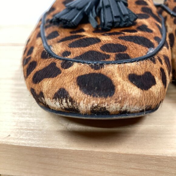 Boden Ines Loafers, Size 6, 36.5 Leather Calf Hair Animal Print Tassels Flats - Picture 11 of 12